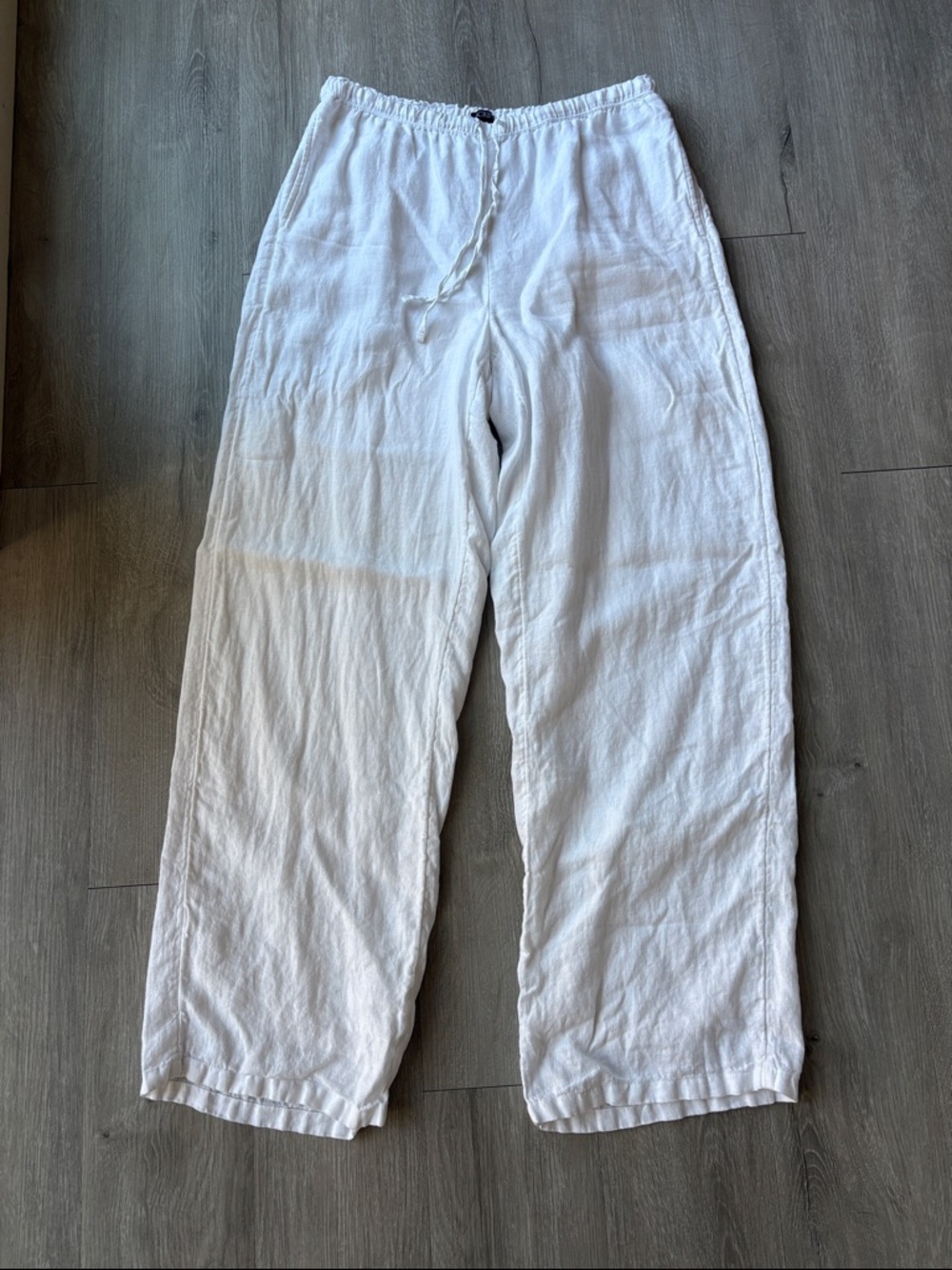 J. Crew Soleil White Linen-Blend Drawstring Relaxed Pants - Picture 2 of 6